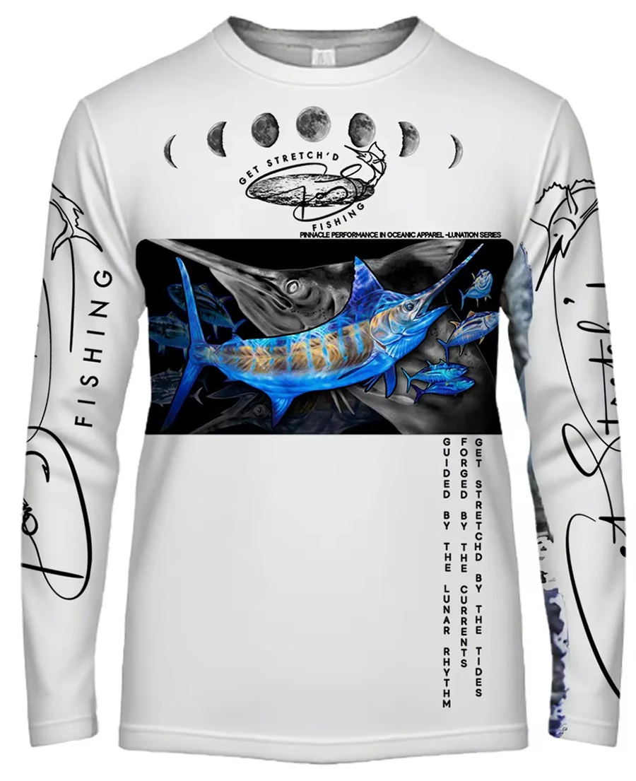 Lunar Apex – Big Stretch Edition- custom fishing shirt white front
