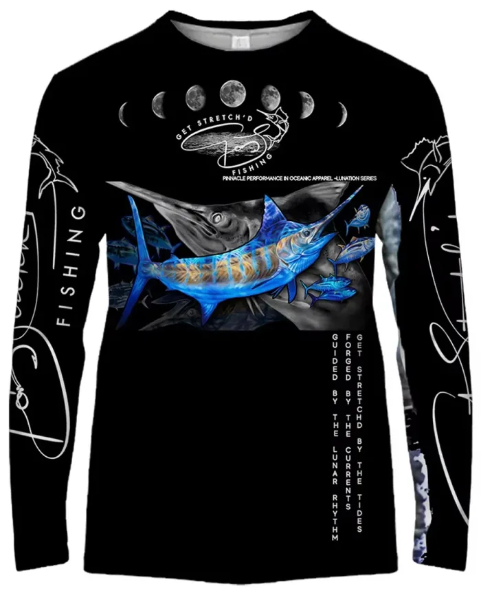 Lunar Apex – Big Stretch Edition- custom fishing shirt black front