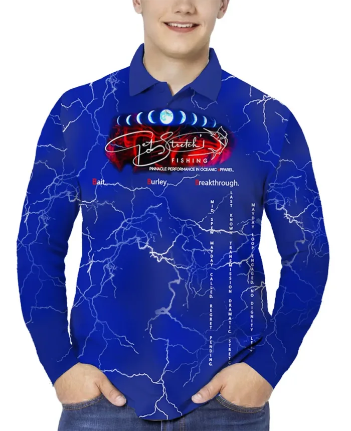 Burley Baptism custom fishing shirt blue front