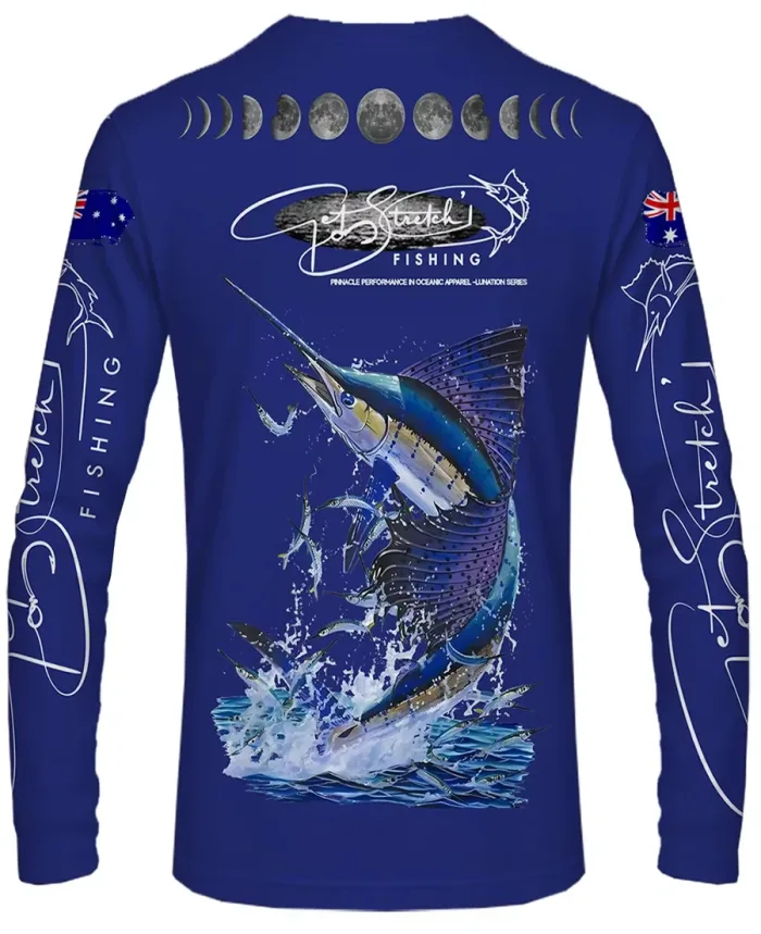 Lunar Current – Sailfish Edition - custom fishing shirt blue back