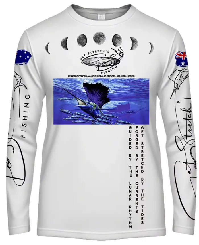 Lunar Current – Sailfish Edition - fishing shirt white front