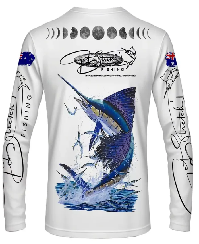 Lunar Current – Sailfish Edition - custom fishing shirt white back