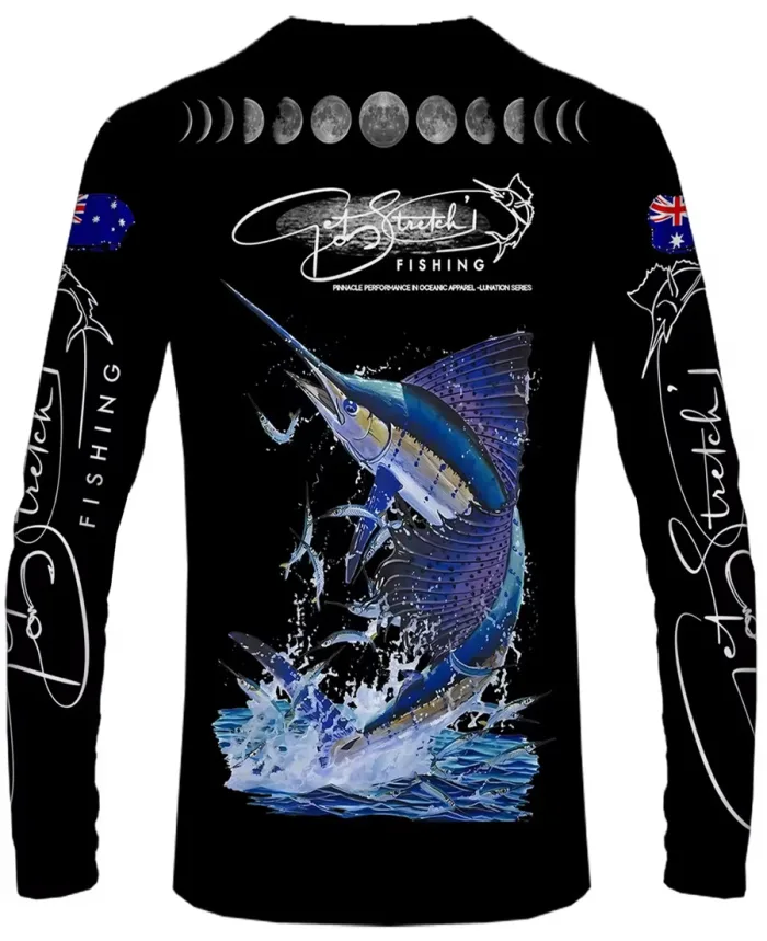 Lunar Current – Sailfish Edition - custom fishing shirt black back