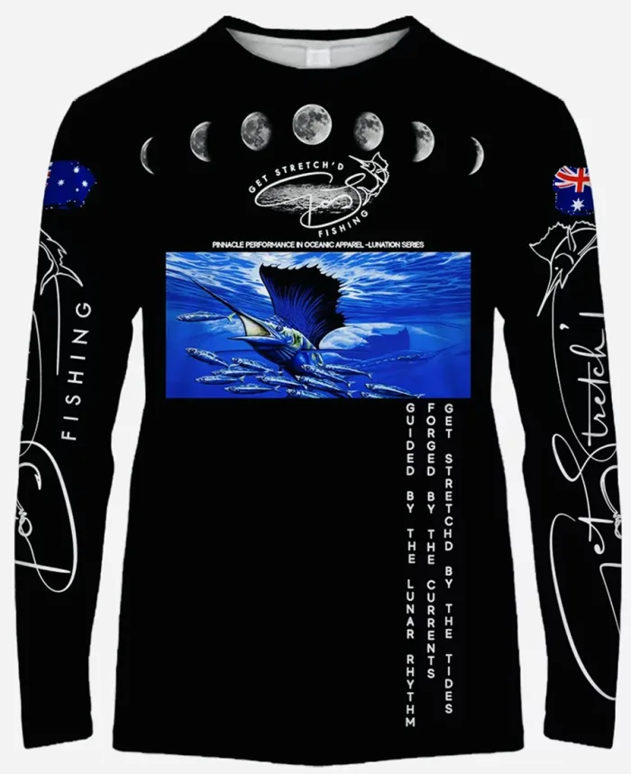 Lunar Breach - Stretch Pursuit - custom fishing shirt black front