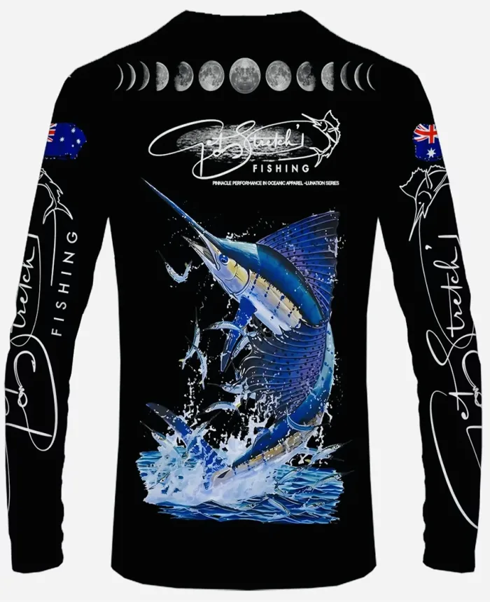 Lunar Breach - Stretch Pursuit - custom fishing shirt black back
