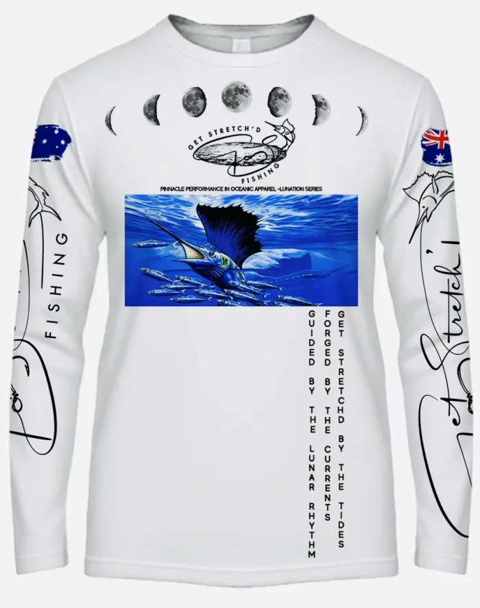 Lunar Breach - Stretch Pursuit - custom fishing shirt white front