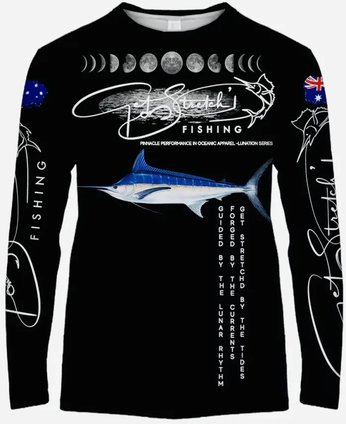Lunar Billfish – Stretch Pinnacle- fishing shirt black front