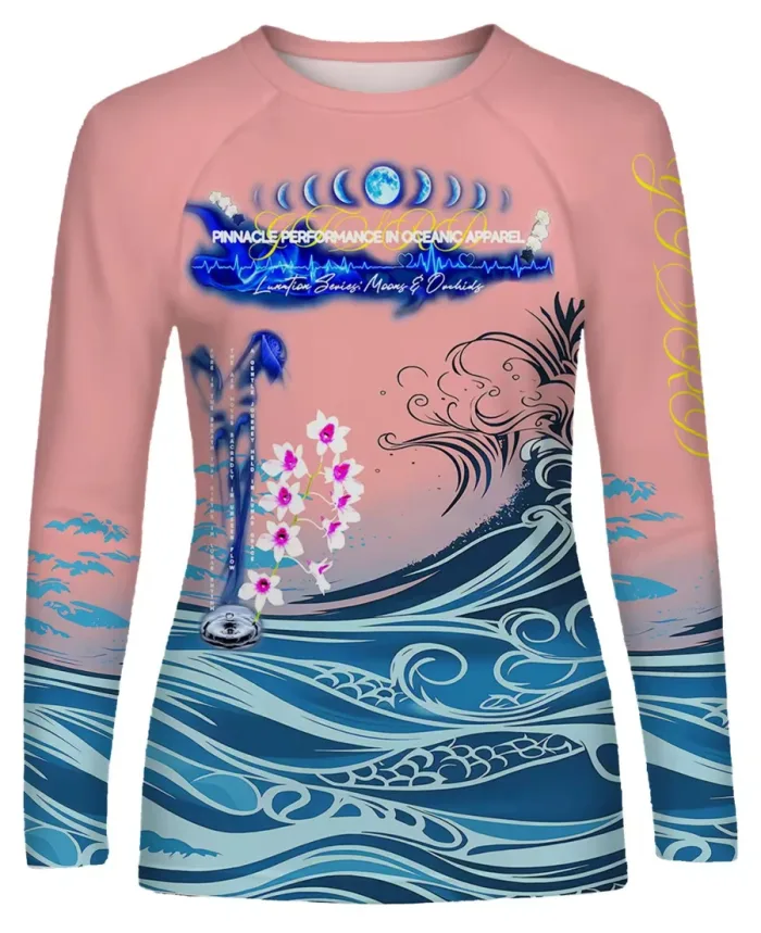 womens custom fishing shirt pink front