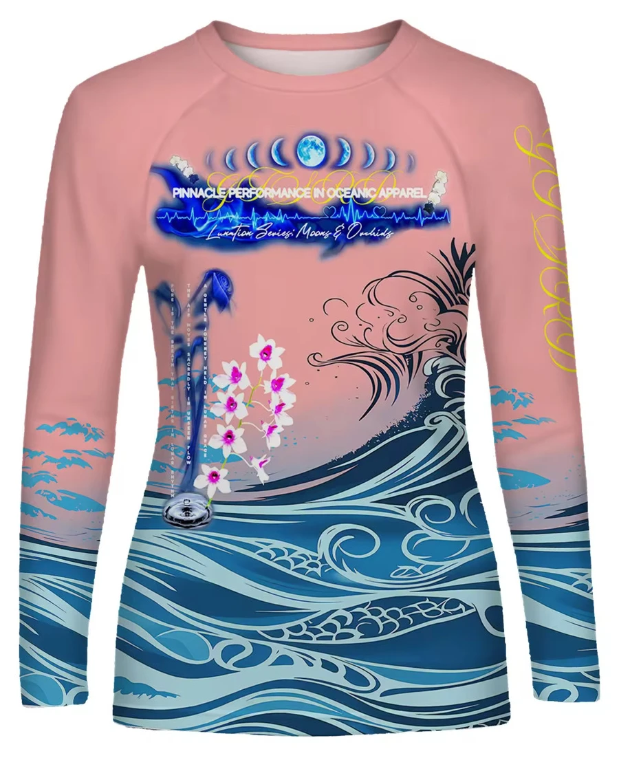 womens custom fishing shirt pink front